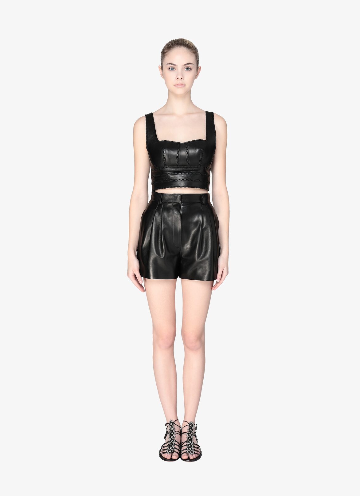 Leather Bustier Top ALAÏA BLACK LEATHER BUSTIER TOP